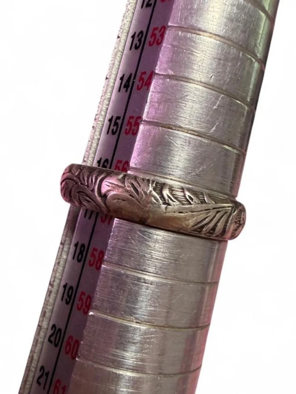 Sterling Silver Engraved Floral Band scrolling vines 925